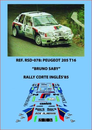 CALCAS 1/32 PEUGEOT 205 T16 EVO1 (RALLY CORTE INGLES 1985)