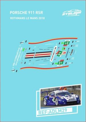 CALCAS 1/32 PORSCHE 991 RSR "ROTHMANS" 2nd. LE MANS 2018