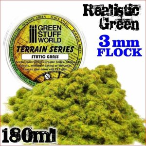 Static Grass Flock 3 mm - Realistic Green - 180 ml