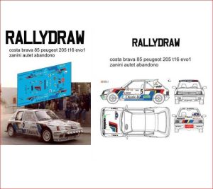 CALCAS 1/32 PEUGEOT 205 T16 EVO1 (RALLY COSTA BRAVA 1985)