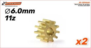 PINION 11d. BRASS - 6mm. DIAMETER