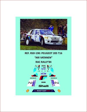 CALCAS 1/32 PEUGEOT 205 T16 EVO1 - RAC RALLY 1984